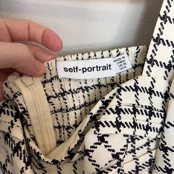 Self Portrait Monochrome Check Mini Dress Size UK10 US6 - Picture 4 of 6